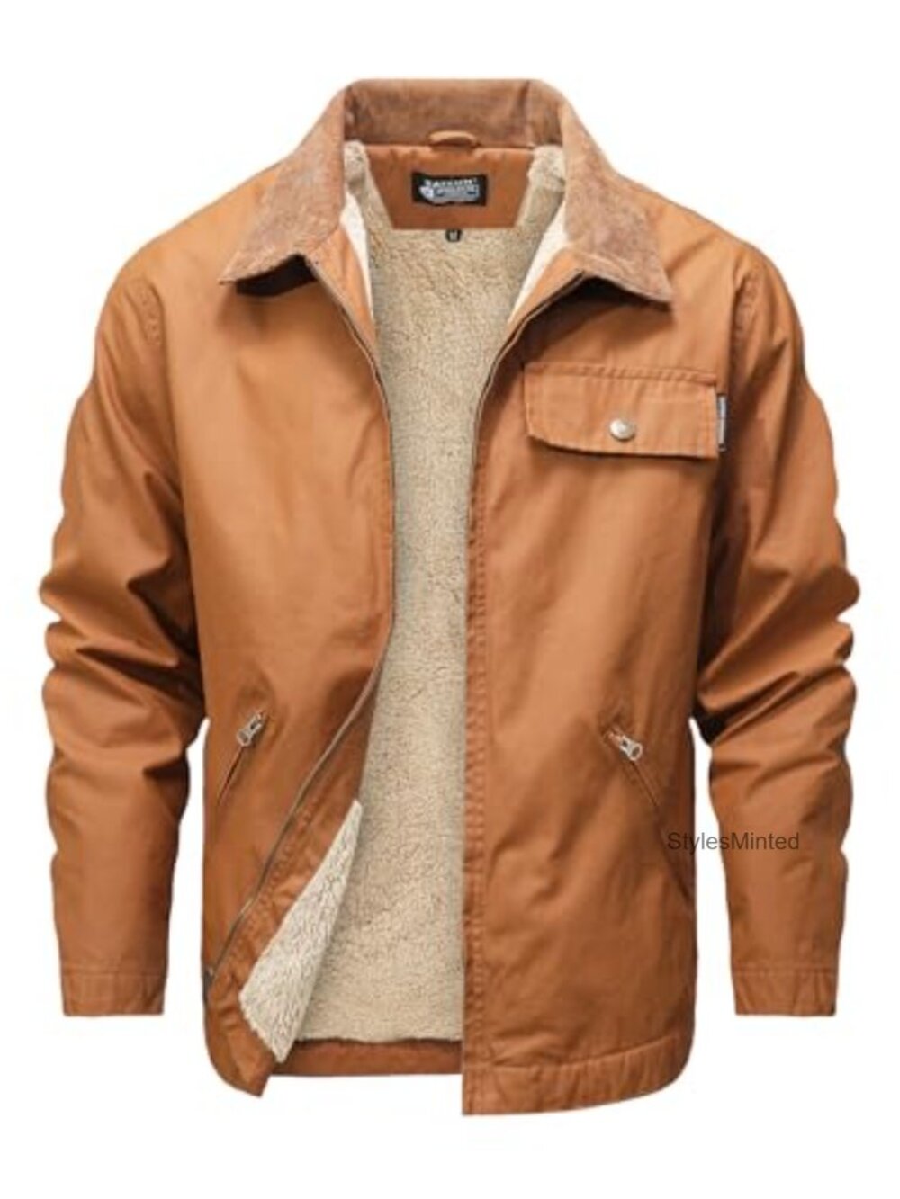 Men's Waxed Canvas Fleece Lined Water-Resistant Work Jacket Winter Coat